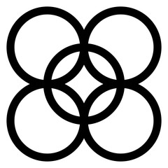Leinwandbilder - Black and white image of circles. The circles are arranged in a pattern that resembles a cross