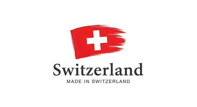 Switzerland flag in brush stroke style with the text 