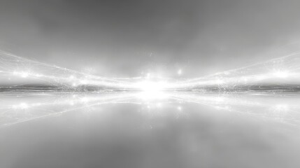 Aufkleber - Abstract white futuristic background featuring a fractal horizon design with clean geometric curves, infinite depth perspective, minimal light reflections for modern tech or corporate visual concepts