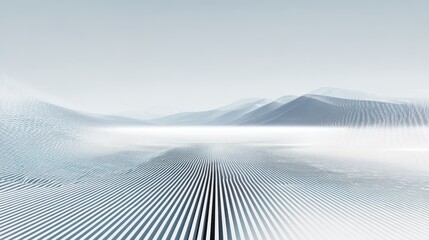 Aufkleber - Abstract white futuristic background featuring a fractal horizon design with clean geometric curves, infinite depth perspective, minimal light reflections for modern tech or corporate visual concepts
