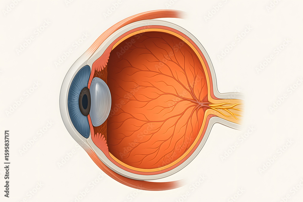 ภาพถ่าย Stock Detailed medical illustration of human eye anatomy cross ...