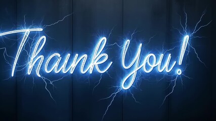 Poster - Dynamic Neon Thank You Message with Electric Lightning Effect on Dark Background