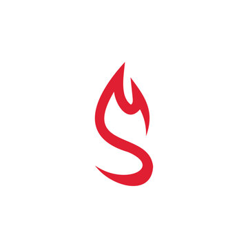 Simple letter S logo and flame vector design in a modern style. Isolated black color on a white background.