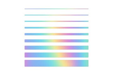 Leinwandbilder - Set of iridescent lines creating a colorful spectrum on a transparent background, ideal for modern and vibrant designs