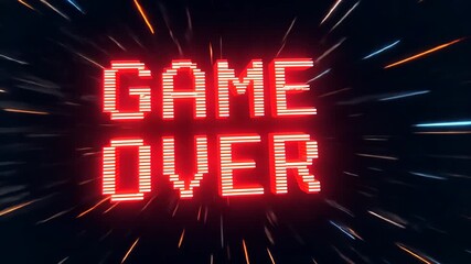 Poster - Dynamic neon digital game over screens with exploding starburst background
