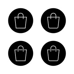 Fototapete - Shopping bag outline icon. Minimal market tote symbol for ecommerce or retail in black circle