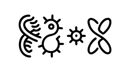 Aufkleber - Abstract representation of dna structure, bacteria, virus, and abstract shape in black and white created with generated ai