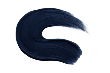 Leinwandbilder - Bold, textured brushstroke of navy blue paint swirls elegantly on a transparent background, adding a touch of artistic flair
