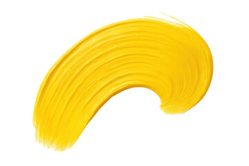 Leinwandbilder - Vibrant yellow paint stroke curving dynamically, creating bold artistic expression against transparent backdrop with vivid color impact