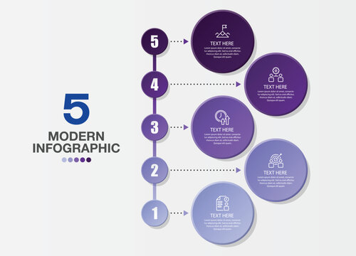 Infographic 5 steps, process or options. Business icons.
