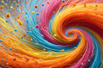 Poster - A vibrant abstract background showcases a colorful swirl and explosion of paint or powder, creating a dynamic and artistic visual
