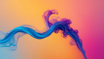 Poster - A mesmerizing dance of blue and purple smoke gracefully intertwines against a vibrant gradient backdrop, creating an abstract and artistic visual experience