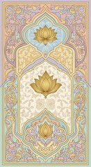 Poster - Elegant symmetrical floral artwork with pastel color palette for luxurious designs