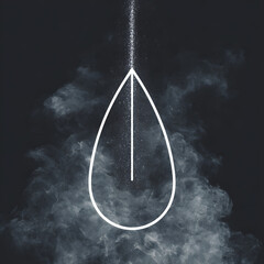 Poster - Abstract Essence: A minimalist conceptual design of a water droplet descends through an abstract dark atmosphere. Symbolizing purity and the essence of life.
