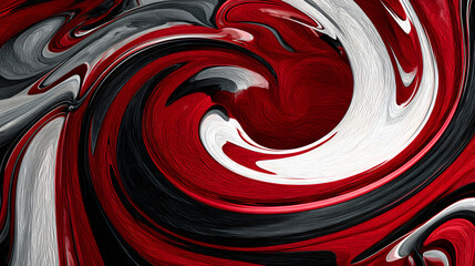 Poster - Abstract Swirl: A captivating artistic composition of flowing, swirling lines in a palette of dynamic red, sleek grey, and crisp white, creating a visual symphony of movement and depth.