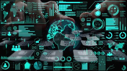 Poster - Data center monitoring dashboard visualize network performance, connection status, usage rate, and telecommunication insight. Data center monitoring efficiency improvement network transparency. Thunk