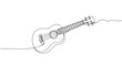 © Firman Dasmir - Minimalist Ukulele Line Art: A single flowing line on a white canvas showcases the instrument's simple beauty