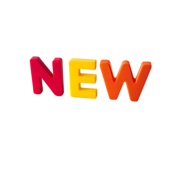 Colorful 3D NEW Letters  on transparent background
