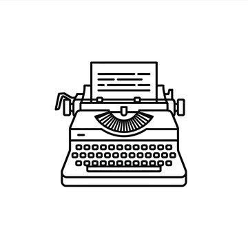 Vintage Typewriter Line Art Illustration