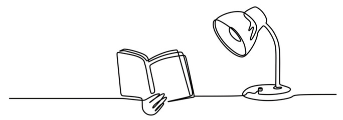 Aufkleber - continuous line art of a desk lamp or study lamp. study concept using a desk lamp