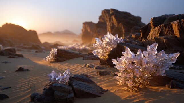 Crystal Plants in a Desert Sunrise