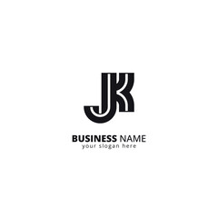 Poster - Alphabet Letter JK KJ Logo, Bold Monogram Design.