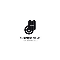 Poster - Alphabet Letter HD DH Logo, Bold Monogram Design.
