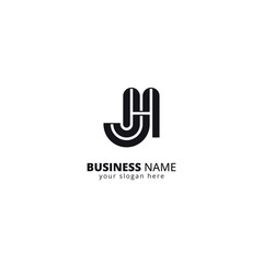 Poster - Alphabet Letter HJ JH Logo, Bold Monogram Design.