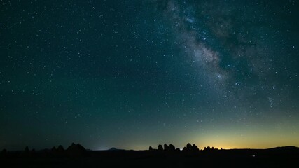 Wall Mural - Airglow Delta Aquarids Meteor Shower and Milky Way Galaxy Over Trona Pinnacles 24mm Death Valley Region California USA Time Lapse