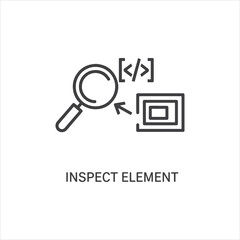Poster - Vector art of a magnifying glass inspects the code element isolated on white background