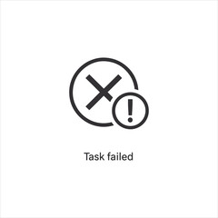Poster - Vector art of task failed alert icon with cross and exclamation mark