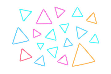 Aufkleber - Colorful neon triangles are creating a vibrant geometric pattern against a transparent background, adding a modern touch to any design