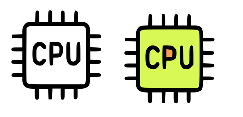 Poster - Two CPU icons, one is outlined in black and the other is colored.