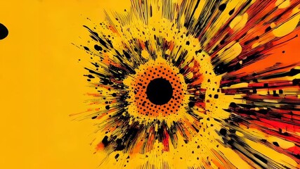 Poster - Colorful explosion of paint swirls creating a vibrant abstract artwork in sunny tones