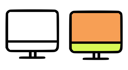 Poster - Two stylized computer monitor icons, one empty, the other with color-filled screen.