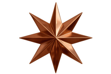 Aufkleber - Gleaming copper nine-pointed star radiating metallic brilliance, 3d rendered with sharp geometric precision on transparent backdrop