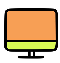 Poster - Simple illustration of a desktop computer monitor with a light orange screen and a lime green bottom bar.