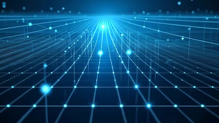 Poster - Futuristic digital data grid with luminous light pathways and glowing nodes