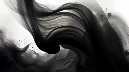 Poster - Abstract black ink swirling chaos in monochrome art style with fluid motion