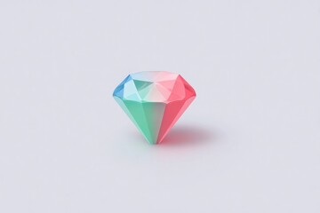 Poster - flat design gem icon with triangle facets and flat shadows