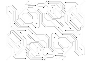 Aufkleber - Technology black circuit diagram concept. High-tech circuit board connection system.Vector abstract technology on a white background.