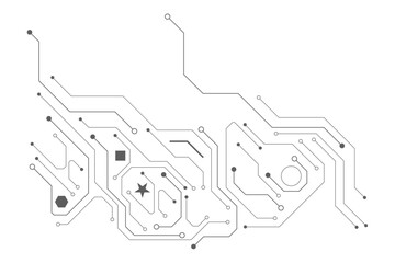 Aufkleber - Vector Technology black circuit diagram concept. Abstract technology on white background. High-tech circuit board.