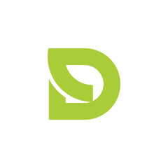 Aufkleber - letter d eco green leaf simple geometric logo vector