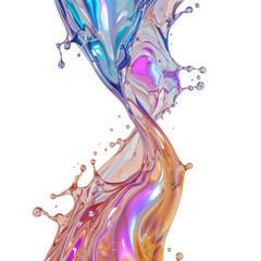 Fototapete - Iridescent fluid motion reflecting light in abstract swirl pattern on transparent canvas