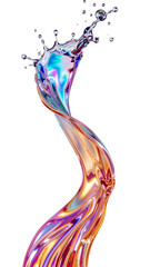 Fototapete - Iridescent Liquid Sculpture Ascending Gracefully with Splashes on Isolated Transparent Display