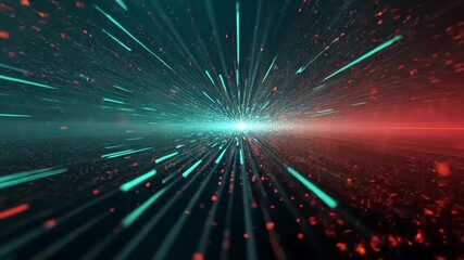Poster - Futuristic digital light speed tunnel with glowing streaks and vibrant colors