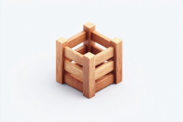 Poster - isometric wooden crate with soft corner shadow