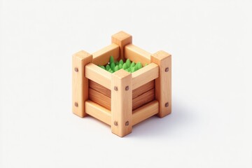 Poster - isometric wooden crate with soft corner shadow