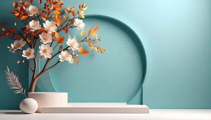 Poster - Floral arrangement display minimalist studio digital art contemporary environment close-up view aesthetic concept