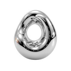 Fototapete - Abstract reflective sculpture, organic form with fluid polished surface rendering